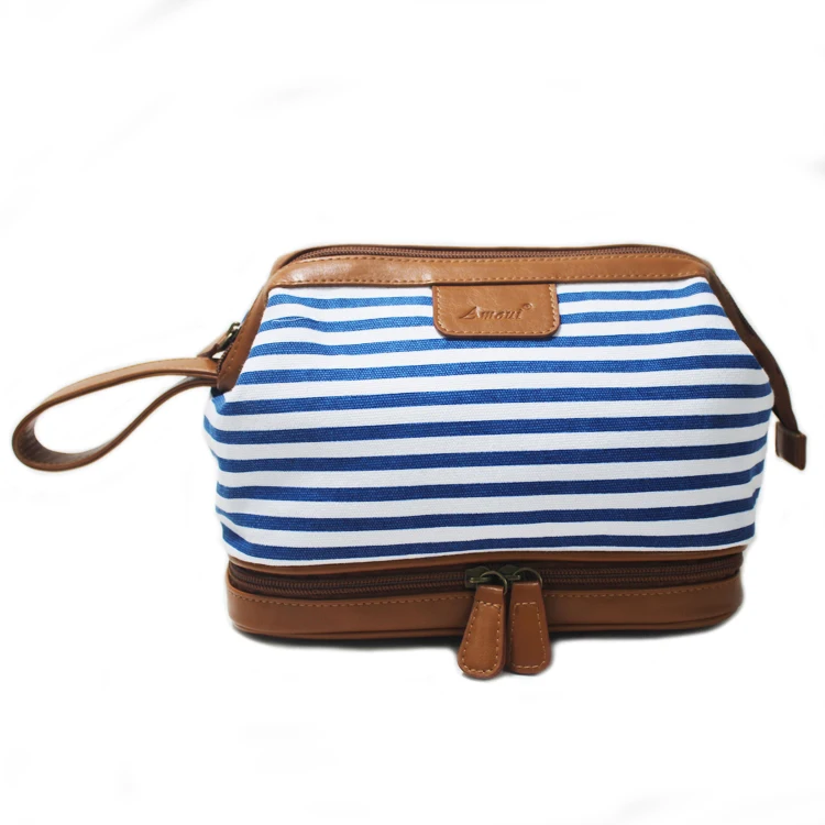 

New Design Canvas Stripe Toilet Travel Toiletry Bag, Stripe ,customzied color