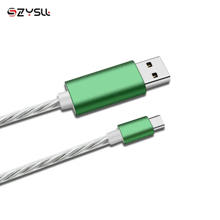 

Green Strip Type C Sata Light Flow Charging Led USB Cable, Customized