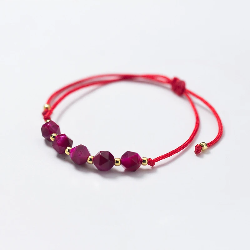 

100% Authentic 925 Sterling Silver Bracelets Red Rope Braided Women Female Jewelry