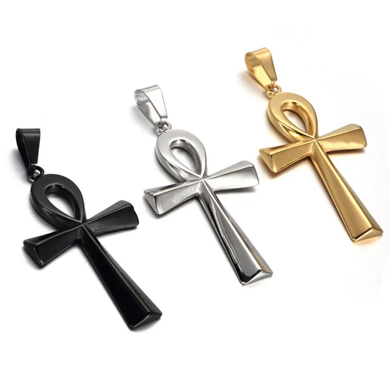

wholesale Ankh Cross Charm Pendant Egyptian Key of Life Pendant necklace stainless steel cheap gold cross pendant, Custermized