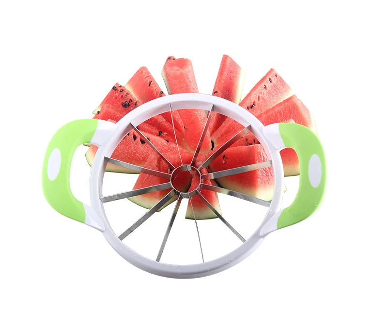 

Extra Large Watermelon Slicer Home Stainless Steel Fruit Cutter Peeler Corer Server for Cantaloup, Any customized color is available.