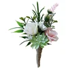High Quality Delicate Artificial Fabric Roses Wedding Bridal Corsage Boutonnieres