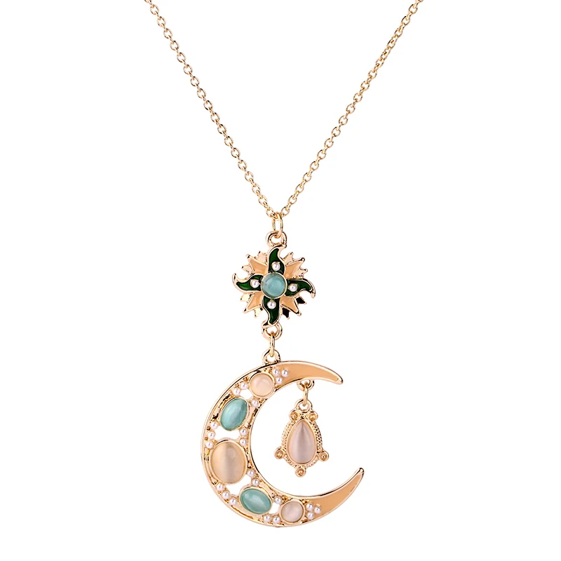 

xl01310d Amazon Hot Selling Fashion Sun And Moon Pendant Necklace Jewelry 2019, Gold