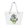 New trends big size cotton tote bag large capacity canvas beach bag customized anchor printing rope handbag