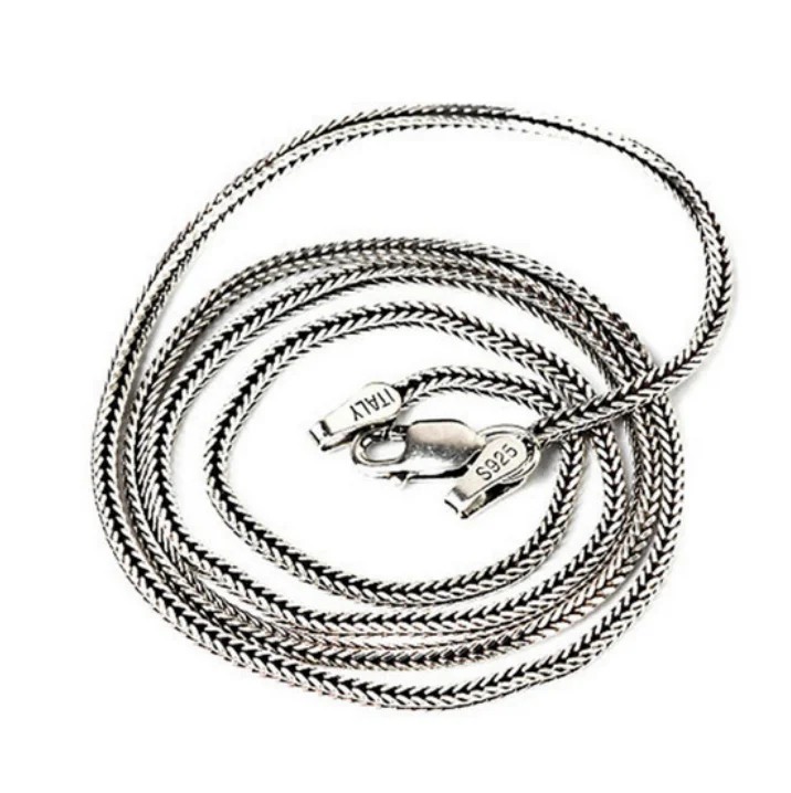 

Fashion Thai silver Square Foxtail Chain Simple Necklace and bracelet Men and women