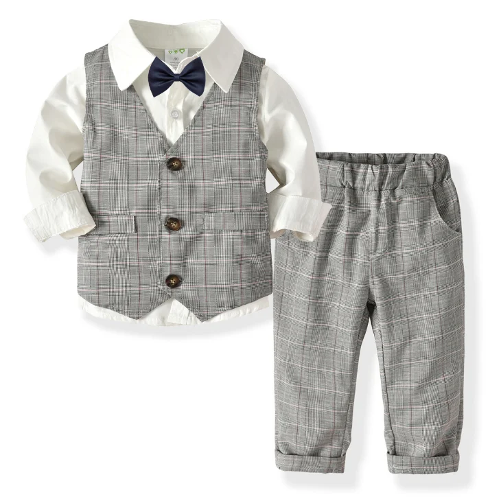 3PCS Kids Boys Gentleman Suit Coat+Vest+Pants Weddings Formal Concert Outfits