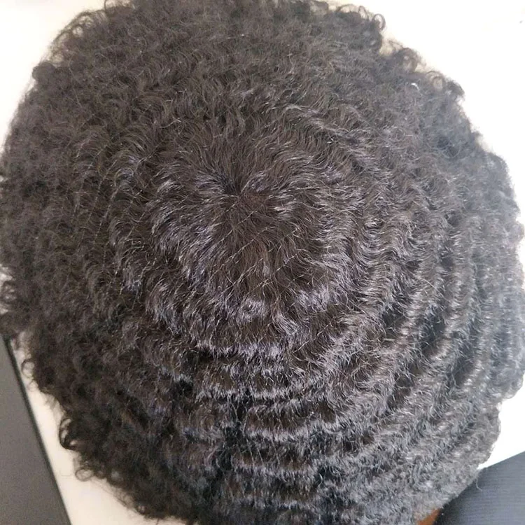 

Wholesale hair deep wave replacement afro toupee for black men, Natural colour