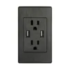 Black Daul USB Wall Outlet Dual 2.1A Charging Port AC Power Receptacle Outlet