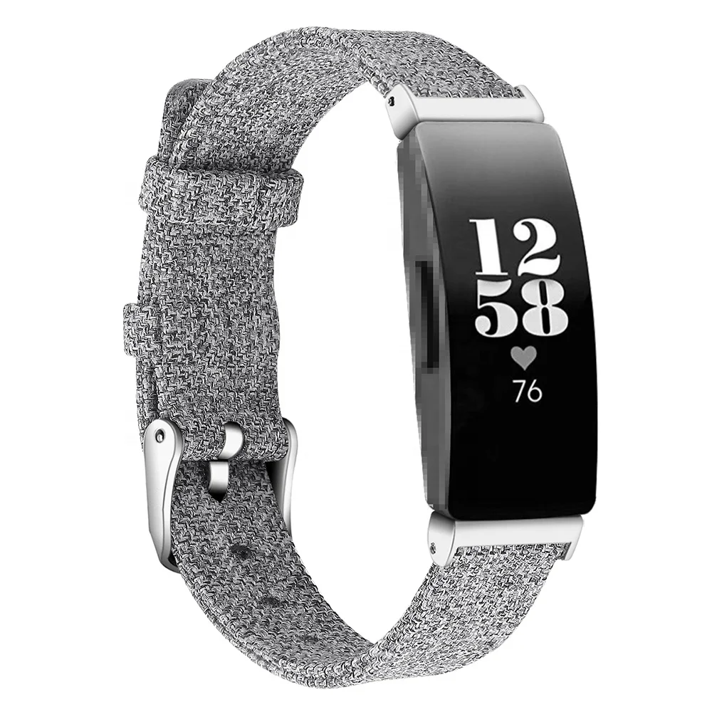 

Custom 5.5"-6.7" Nylon Braided Watch Band Canvas Strap Watch for Fitbit Inspire/Inspire HR, Black/dark grey/baby grey/dark purple/red