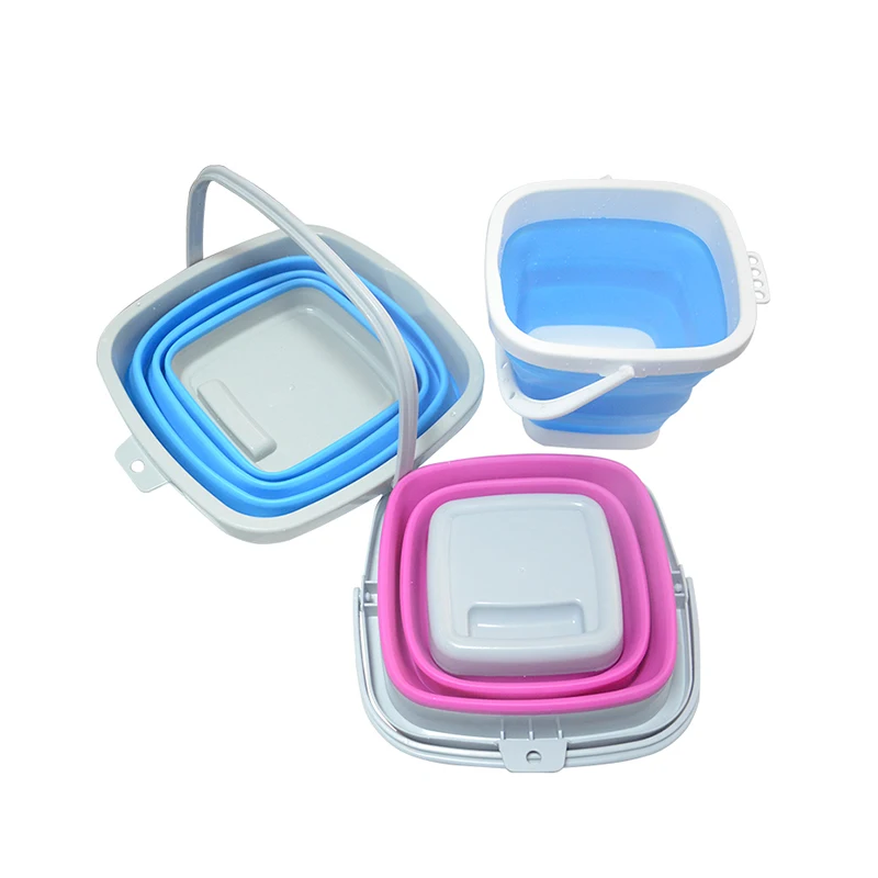

hot collapsible square foldable water bucket for washing, Blue,pink