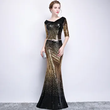 half sleeve evening gown