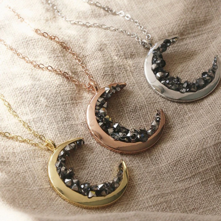 

Free Shipping Celestial Necklaces Gold Crescent Moon Necklace Graduation Gift For Her For Women Best Friends Statement Necklace, Silver;gold;rose gold