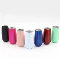 

175ml/6oz Cute Mini BPA Free Food Grade stainless steel Wine Tumbler, cup with clear lid Vacuum Insulated tumbler