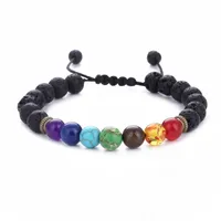 

Bohemian Bracelet Natural Stone Beads Yoga Valconic Healing Energy Lava Stone 7 Chakra Diffuser Bracelet Free Sample