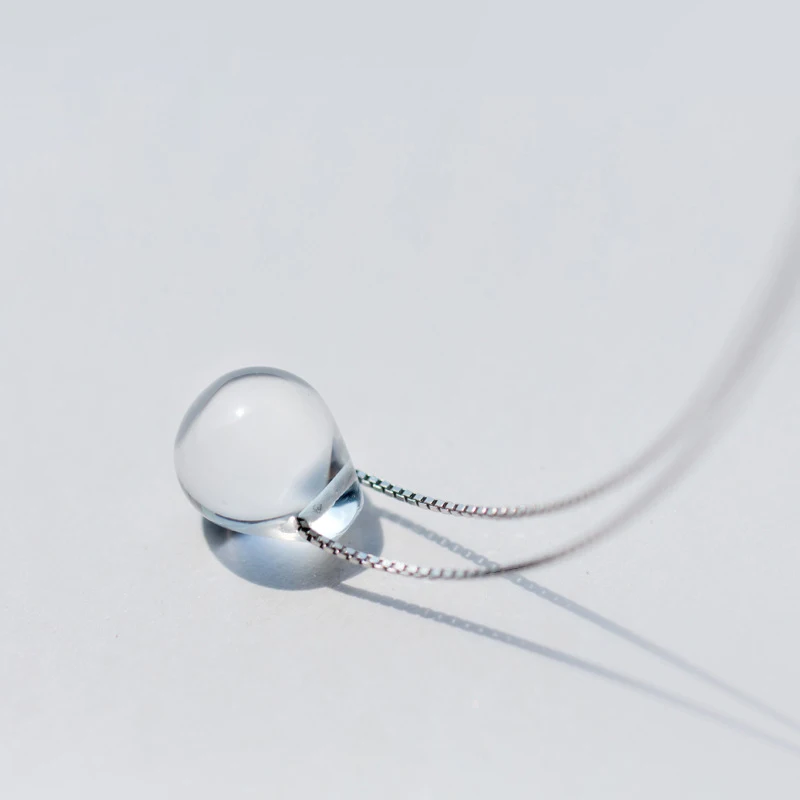 

925 Sterling Silver Pendant Necklace Simple White Crystal Necklace