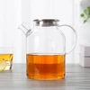Heat Resistant 1700ml new design high borosilicate glass jug water glass pitcher with bamboo wooden cover
