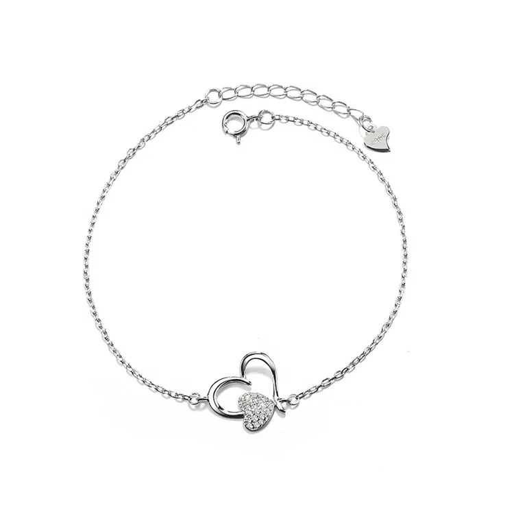 

Hot Sale Heart Shape 925 Sterling Silver Charm Bracelet