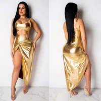 

F20287A new fashion Gold slit mini slim club dress for women