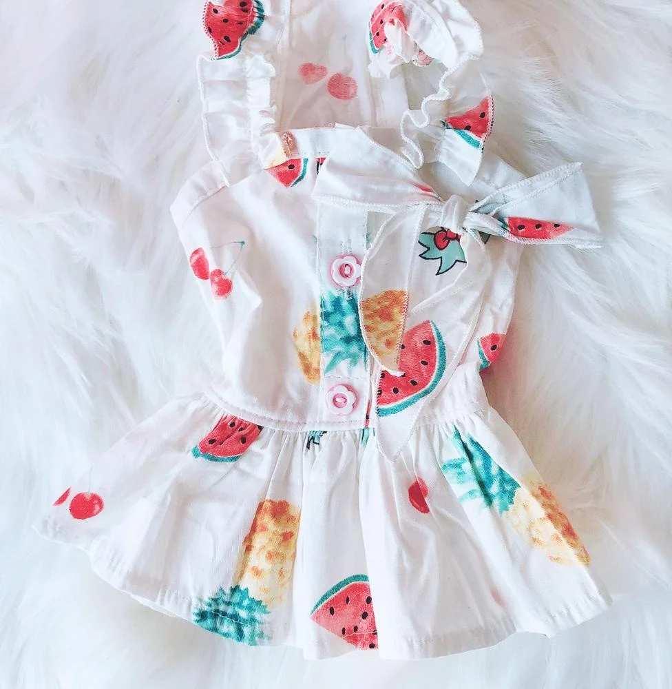 

Heyri Pet Summer Spring cute fruit printing lovely pet dog dress clothes pineapple Strawberry watermelon pet puppy dog skirt