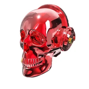 V7 Crossbones Skull Head Speaker Dazzle USB Portable Wireless Bluetooth Bass Stereo Speaker Halloween Unique Gift Design