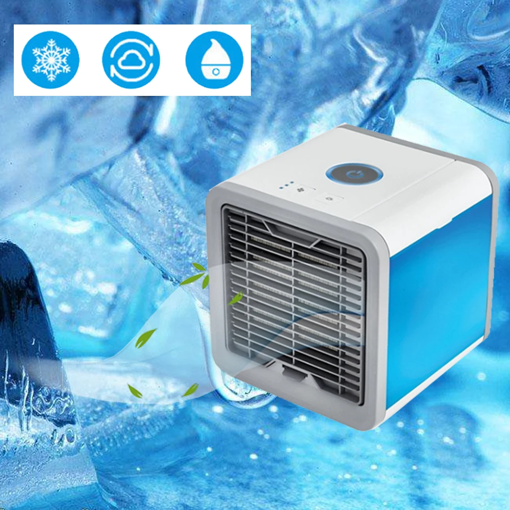 

2019 New Arrival USB Mini Portable Air Conditioner Humidifier Purifier Multi-Colors Light air cooler fan Desktop Air Cooling Fan, White