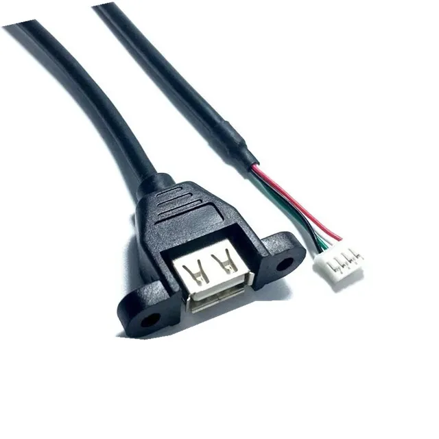 

PHR2.54 4pin male to USB 2.0 A female with panel mount screw cable 30cm Black color