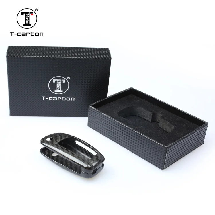 

T-carbon Black carbon fiber product Remote car key protective case Cover carbon black Audi, Red