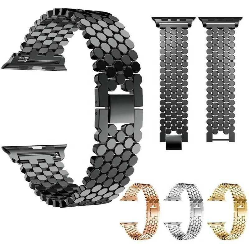 

Stainless Steel with Fish Scale Replacement Strap for apple watch band, Optional