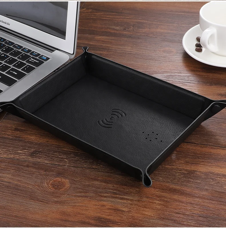 
2019 hot sale PU Leather Multifunction mouse pad Wireless charging tray 