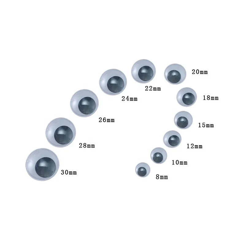 
High Quality Half Round Plastic Safety Doll Toy Eyes 10 Mm Craft Plastic Self-Adhesive Wiggle Googly Eyes For Dolls 