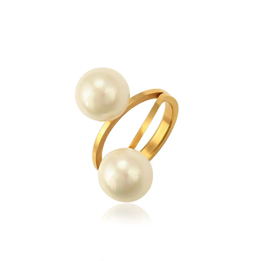 

R-181 xuping fashion elegant ring, gorgeous pearl ring, 24k gold plated stainless steel ring