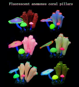 Image of Aquarium fish tank decoration artificial plastic plant underwater soft coral ornament Fluorescent anemone coral column