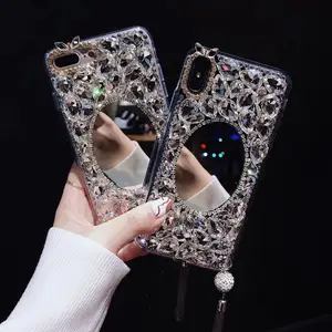 fashion diamond phone case with mirror for huawei p30 lite hot selling DIY bling crystal case for huawei Y5 Y6 Y7 Y9 2019