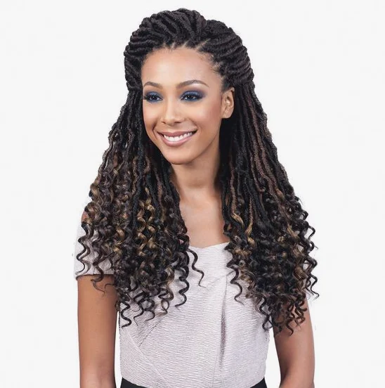 

dropship hair synthetic curly goddess faux locs crotchet braids crochet hair extensions for black hair, Single and ombre