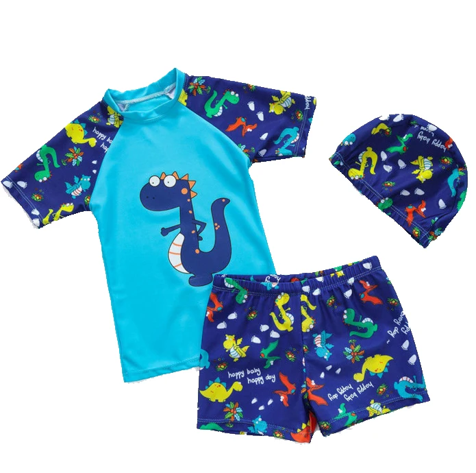 

Boys Two Pieces Rash Guard Swimsuits Kids Short Sleeve Sunsuit Dinosaur Swimwear Sets