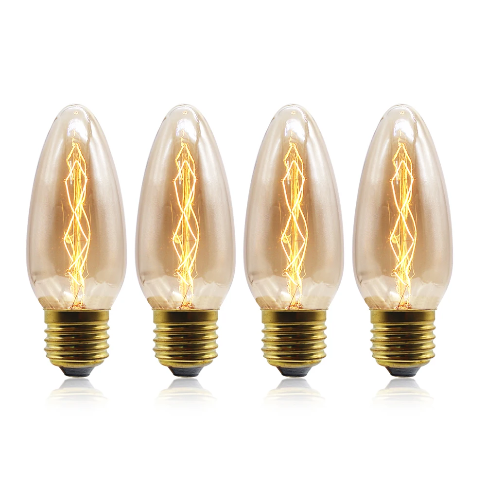 Factory Price E27/E14 C35 carbon filament  retro vintage edison light bulb 25/40W candle bulb