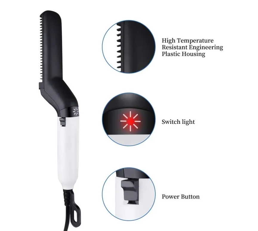 
2020 Private label dropshipping mini quick hair styler comb electric hair curler beard hair straightener for men 