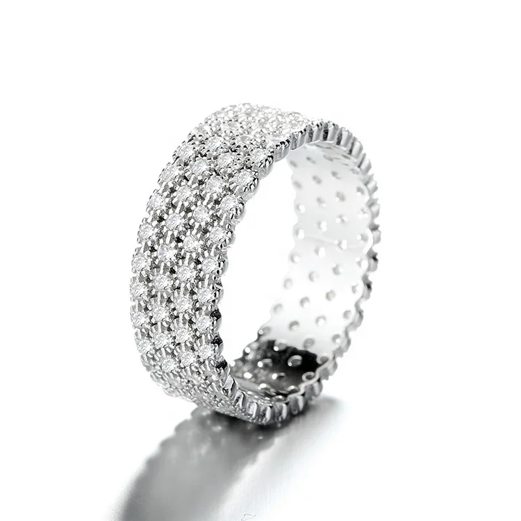 

High Quality Full Pave Setting CZ Unisex 925 Silver Ring