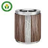 Outdoor recycling brown round stainless steel waste bin garbage trash bin