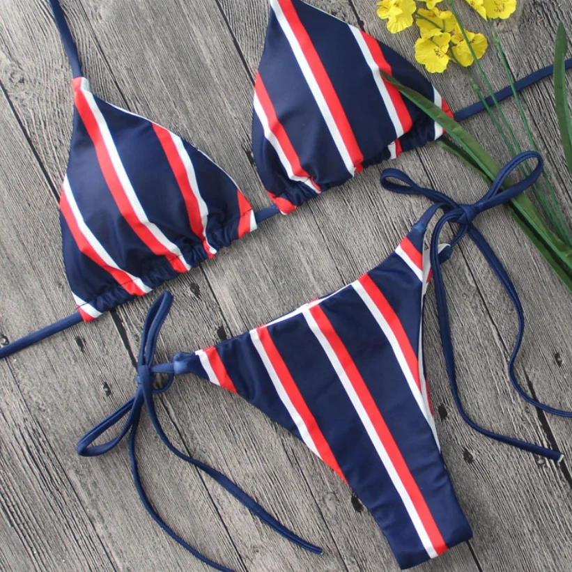 

2019 new sexy bikini suit with European and American navy style stripes, N/a