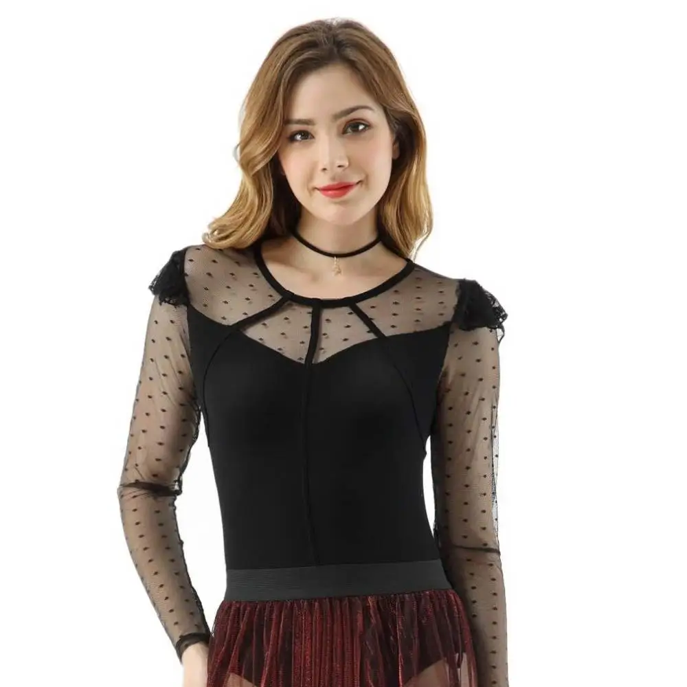 180g Oe Rayon Black Lace Tops For Womens Tops Sheath Sexyandclub Tops Long Sleeve Buy Womens 9427