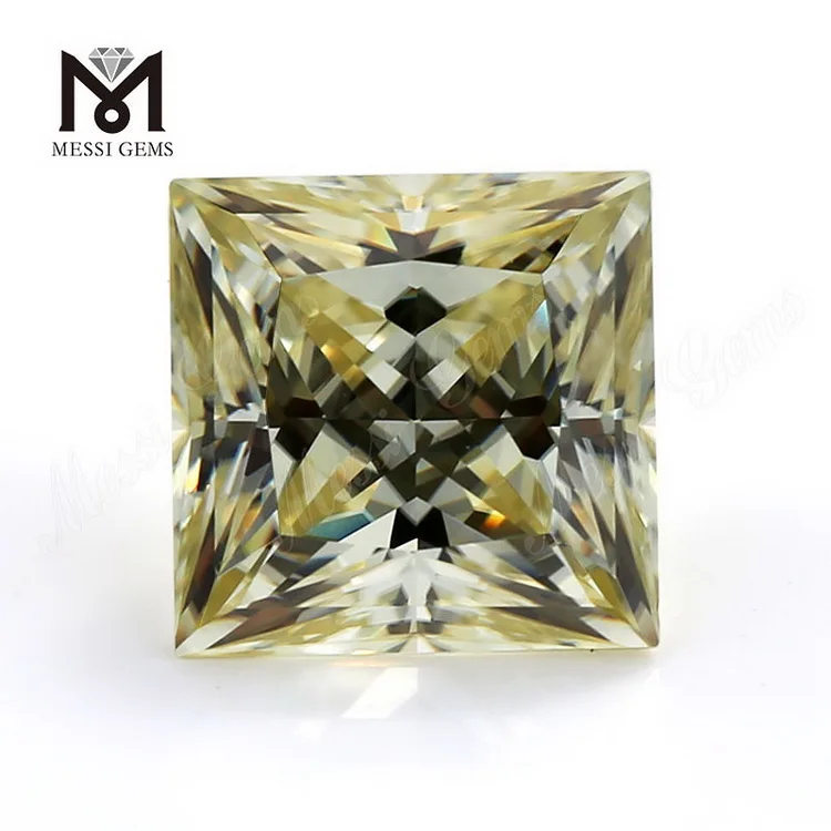 square cut fancy yellow moissanite synthetic loose diamond stone