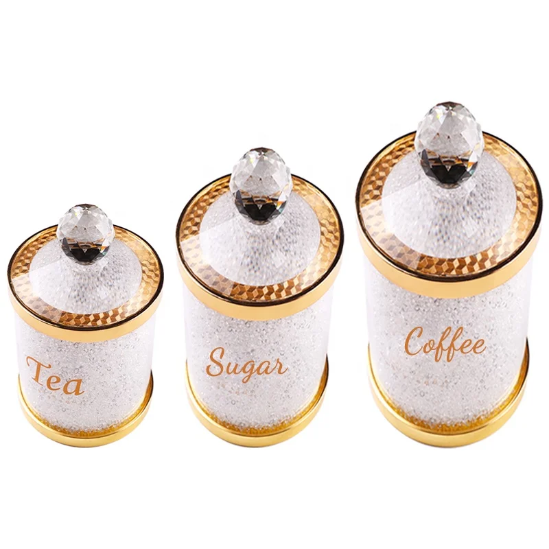 2019 Newest Design Crystal Glass Candy Coffee Tea Jar With Lid