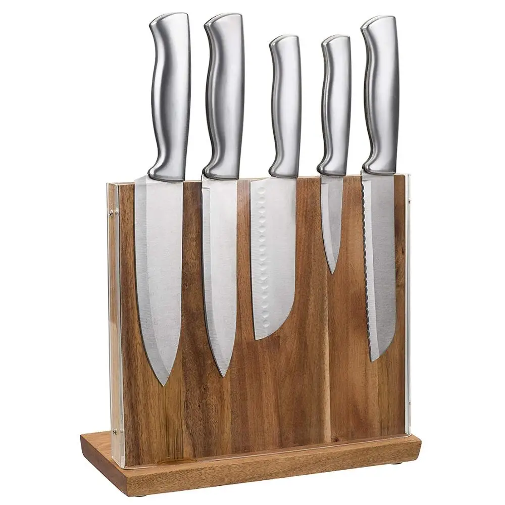 

best universal wooden magnetic knife block holder organizer clear acrylic bamboo kitchen utility cleaver knife butcher block, Wood texture