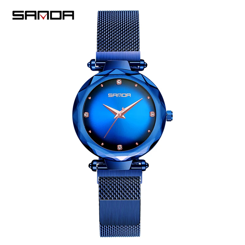 

SANDA P1003 Women Luxury Crystal Diamond Watches Fashion Quartz Female Stainless Steel Dress Bracelet Wristwatch, 4 colors