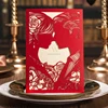 WISHMADE Red Laser Cut Invitations Cards bride and groom with Envelope for Wedding Anniversary Sample
