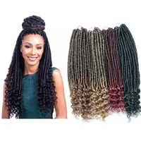 

100% Premium Synthetic Fiber 20" Bomba Faux Locs Soul Curly Tips Goddess Crochet Braid Hair Extensions
