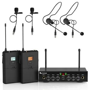 Fifine lapel headset dual channel wireless microphone professional