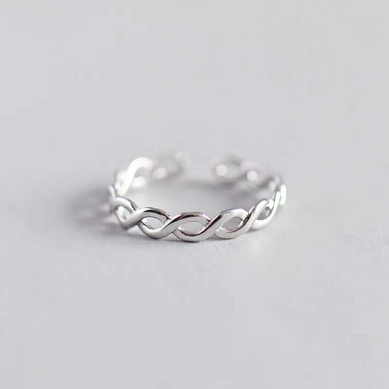 

Minimalist intertwined twist opening 925 sterling silver ring for girls FSR256