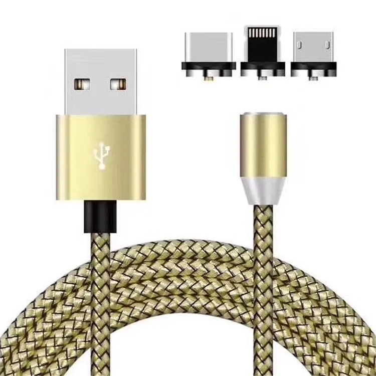 Original Factory Wholesale 3.3FT 6.6FT Nylon Braided USB Cable Magnet Phone Charger 3 in 1 Magnetic Cable